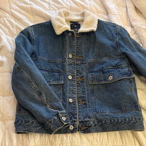 H&M Blue Jean Jacket with White Collar
